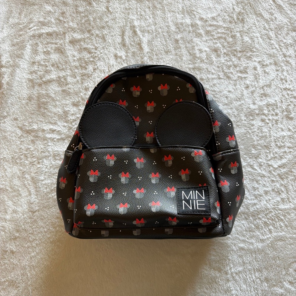 Disney Minnie Mouse DANI Mini Backpack Black Red Bow Print - C0000